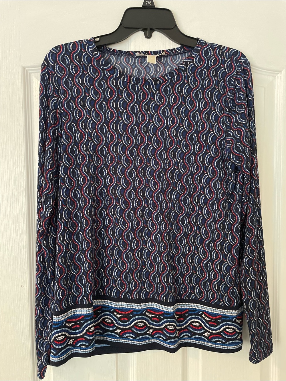 Michael Kors Women's Red White Blue Long Sleeve Top women’s medium like new